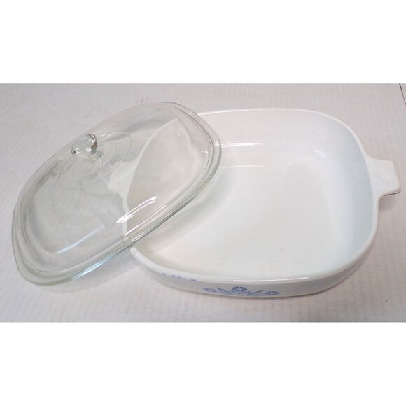 CORNING WARE Vintage Blue Cornflower Casserole Baking Dish with Cover and Stand - Picture 4 of 8